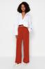 Women's Trousers Fashion New Season Cinnamon Wide Leg Casual Cut High Waist Flexible Knitted Trousers