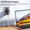 Toocki 75 Вт GaN Международный адаптер для путешествий с 3 портами USB-C и 1 портом USB-A Быстрая зарядка - Все в одном Зарядное устройство для путешествий для ЕС/США/Великобритании/Австралии