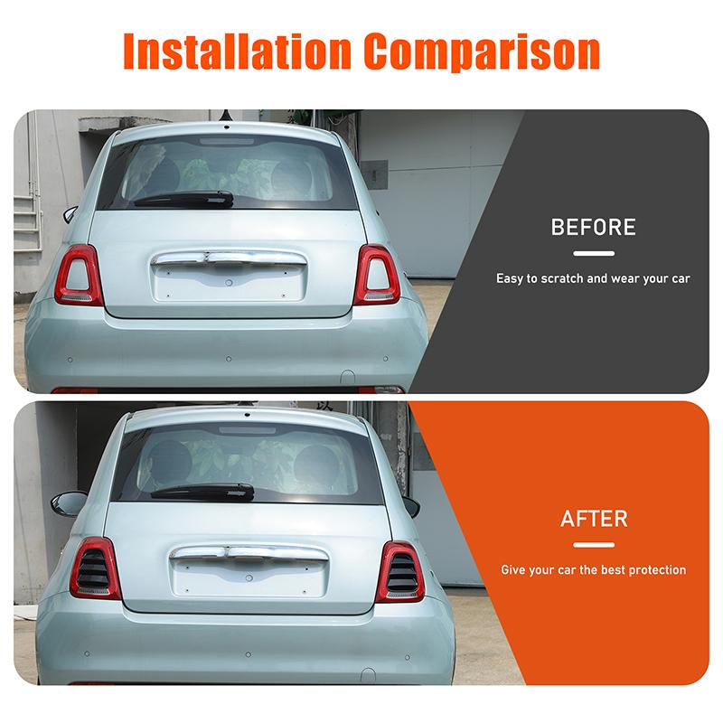 For Fiat 500 Abarth 595 695 2016-2024 ABS Carbon Fiber/Black Rear Tail Light Cover Decorative Sticker Car Exterior Accessories