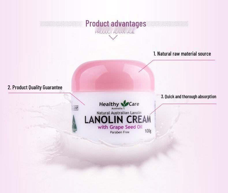 Australia Healthy Care Grape Seed & Lanolin Moisturizing Tone-Up Cream, Non-Greasy, 100g