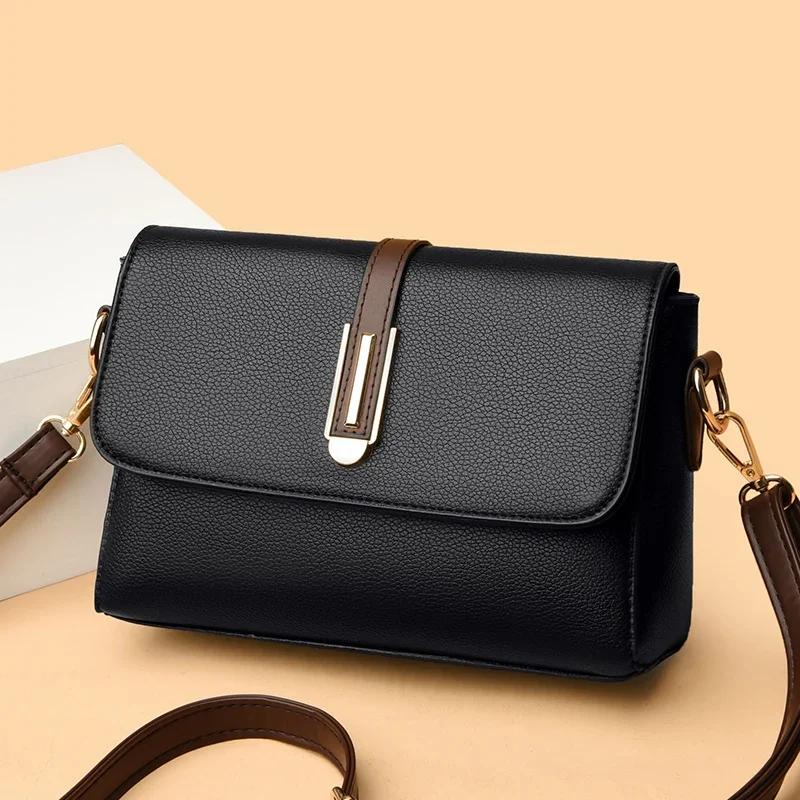 Простая маленькая квадратная универсальная сумка через плечо из искусственной кожи, городская модная повседневная сумка для поездок на работу