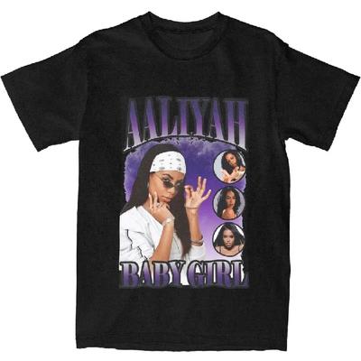 A-Aaliyah Футболка Девочка Фиолетовая Модная Футболка Короткий Рукав Эстетичная Футболка Лето Хлопок Круглый Вырез Оверсайз Топ Футболки