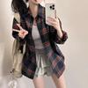 Женская клетчатая рубашка в корейском стиле, топ, клетчатая рубашка, свободная и универсальная, тонкая рубашка-куртка