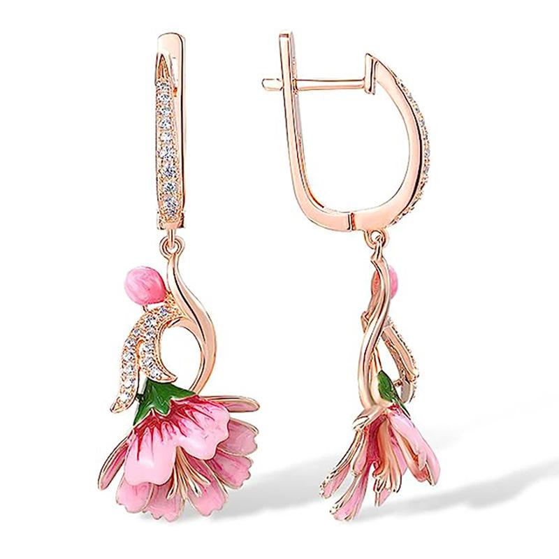 Серьги Fairy Smart Flower для женщин, ювелирные изделия из циркония с капающими масляными цветами, модные пасторальные серьги