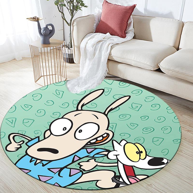 Rocko Round Area Rug,Carpet Rug for Living Room Bedroom Sofa Playroom Decor,Non-slip Floor Mat