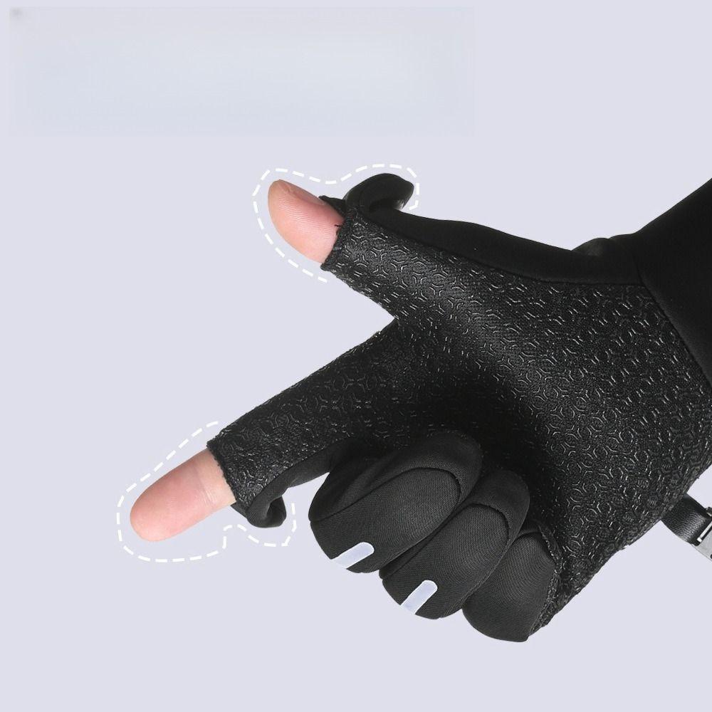Fleece-lined Men's Cycling Gloves Clamshell-type Fishing Gloves Fingerless Gloves Men  Wintertime