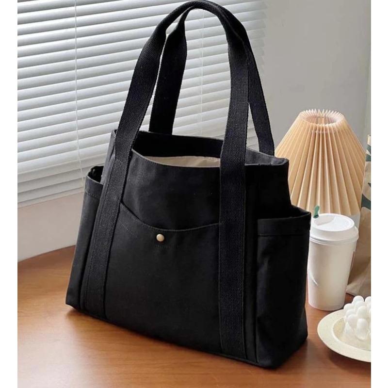 Canvas Tote Bags for Work Commuting Carrying Bag College Style Student Outfit Book Shoulder Bag