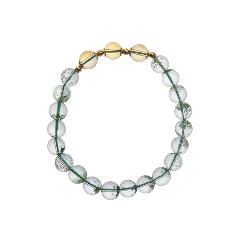 Natural Green Ghost Bracelet Simple 14K Pack Gold Strawberry Crystal Citrine Green Crystal Bracelet Women