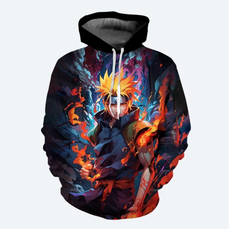Унисекс худи с 3D-принтом аниме Наруто с ярким графическим дизайном