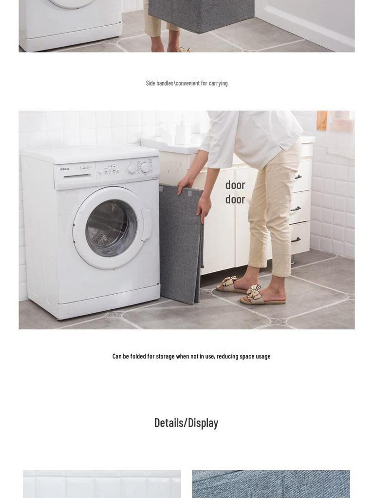 Foldable Waterproof Laundry Basket - Large Cotton & Linen Storage for Dirty Clothes