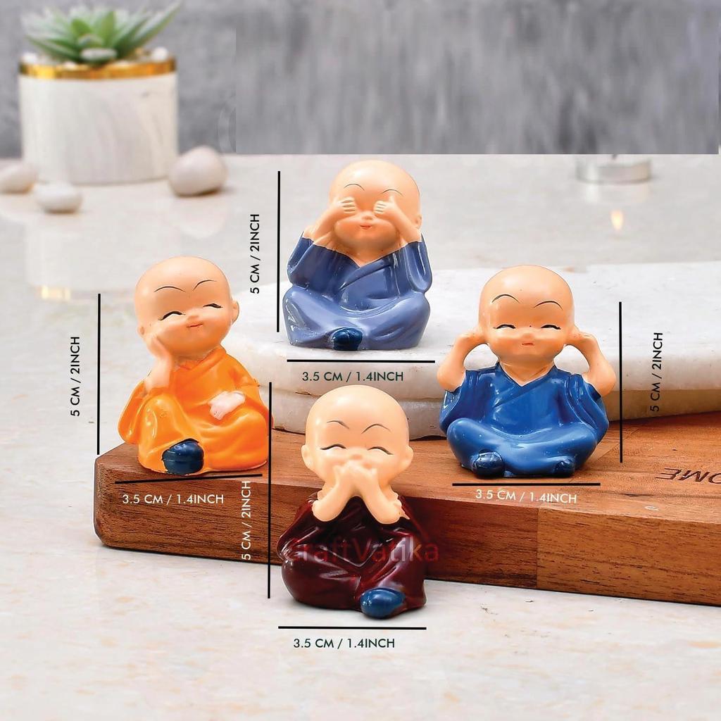 Набор из 4 статуэток монаха Будды, предметы домашнего декора, декоративные элементы для дома