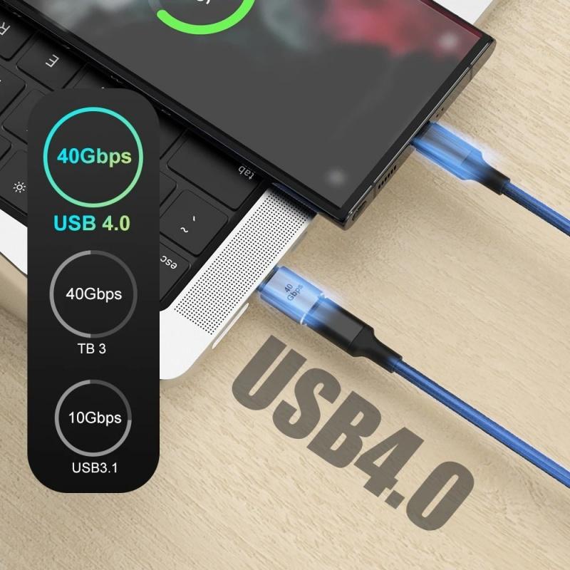 Адаптер Type-C OTG 240 Вт, быстрая зарядка, преобразователь данных USB4.0, поддержка 40 Гбит/с 8K 60 Гц, угловой адаптер USB C 90/180 градусов