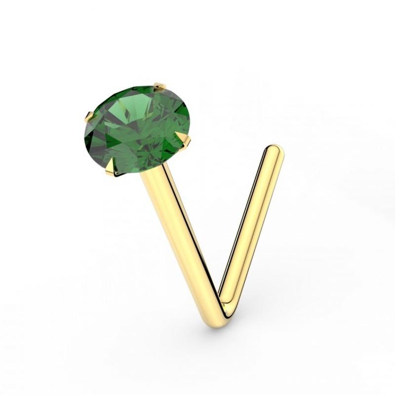 KODY PIERCING 9K Gold Emerald Jeweled Nose Stud - Quality Piercing