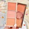 MYHO Tri-Color Blush Palette: Nude, Matte Milk Tea, Orange. Long-Lasting Rouge Makeup.