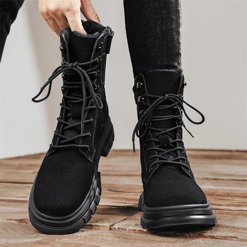 Stylish Winter Men Ankle Boots Autumn High Quality Sneaker Leather Plush Snow Desert Boots Work Shoes Men Outdoor Snow Boots