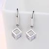 Love Window Tassel Ear Женские квадратные серьги-крючки Корейские серебряные украшения Серебряные украшения для ушей