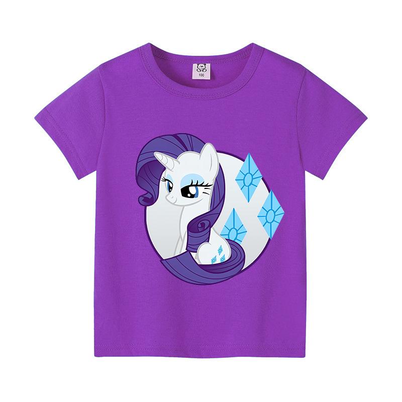Девочки Футболки My Little Pony Кавайный Мультяшный Рисунок Принт Топы Летние Детские Повседневные Короткий Рукав Милые Детские Одежда Для Девочек