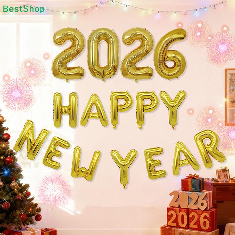 Набор воздушных шаров "Счастливого Нового года 2026" - Баннер из фольгированных букв для праздничной вечеринки и празднования