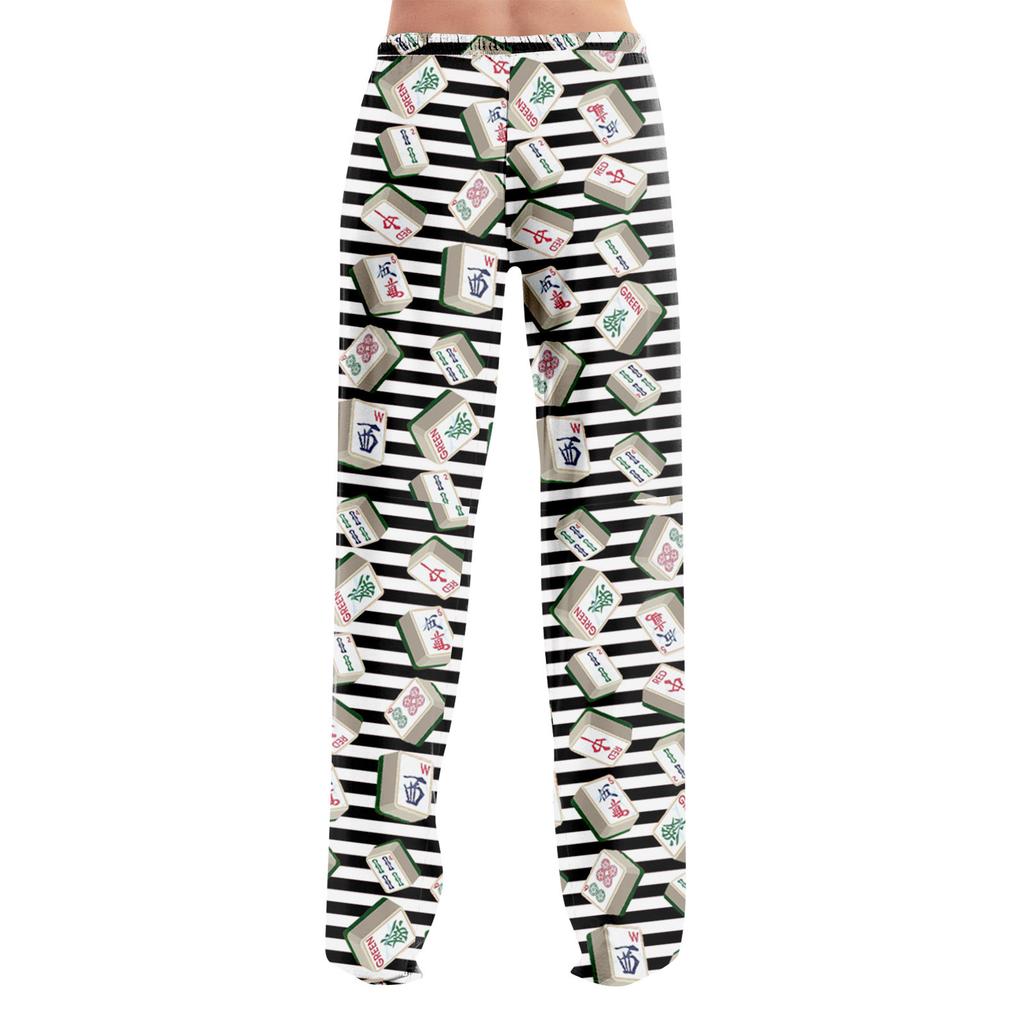 Adult Pajama Pants Sleepwear Casual Drawstring Elastic Waist Pants Comfortable Straight Yoga Loose Trousers