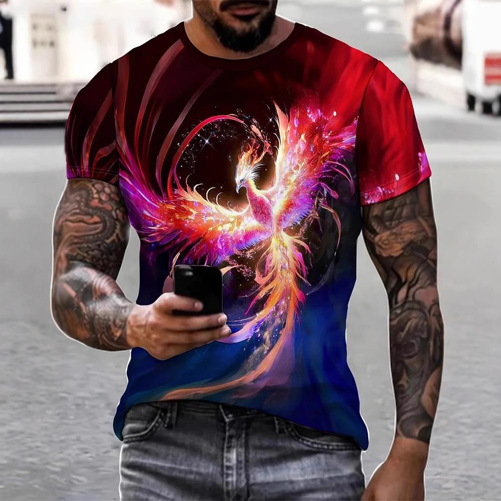 Мужская летняя свободная футболка с короткими рукавами и принтом животных, 3D-принт