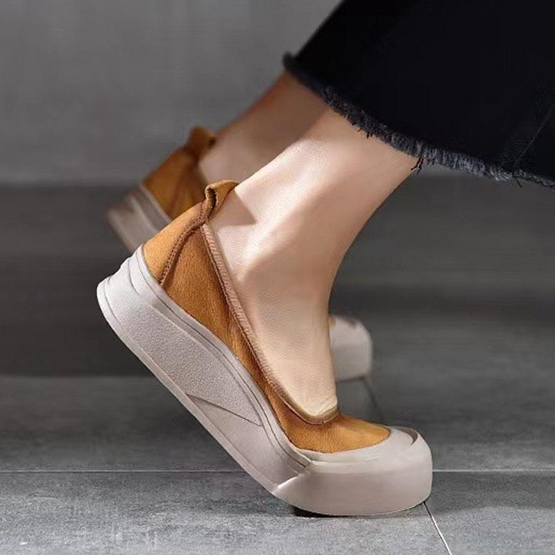Мокасины женские осенние тонкие туфли новые туфли-лодочки на платформе 4 см модные туфли на толстой подошве на плоской подошве повседневная обувь из мягкой кожи