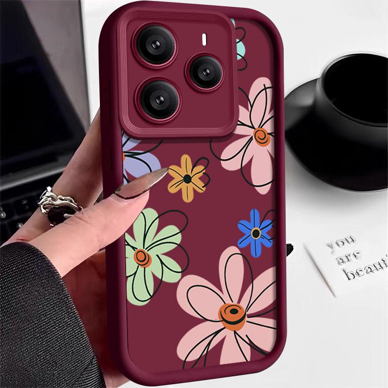 Мягкий силиконовый чехол для телефона с цветочным принтом для Xiaomi 14T Pro 13T Poco X7 F6 X6 Redmi Note 14 Pro 13 12 11 TPU противоударный защитный бампер для объектива