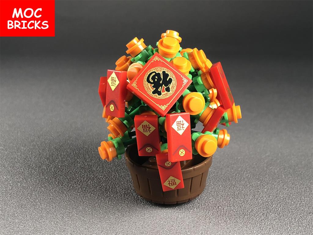 MOC Кубики Китайская Культура Праздник Весны С Новым Годом Подарок Красный Конверт Свадебное Вино Модель Город Строительные Блоки Игрушки Для Детей