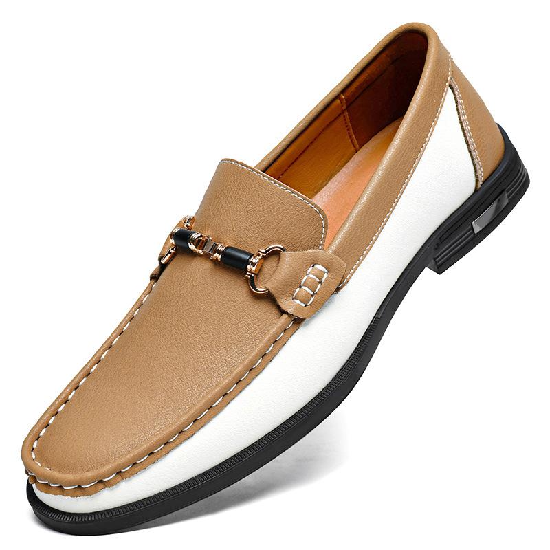 Leather Doudou shoes men's large size casual shoes lazy driving shoes one pedal cowhide fashion leather shoes