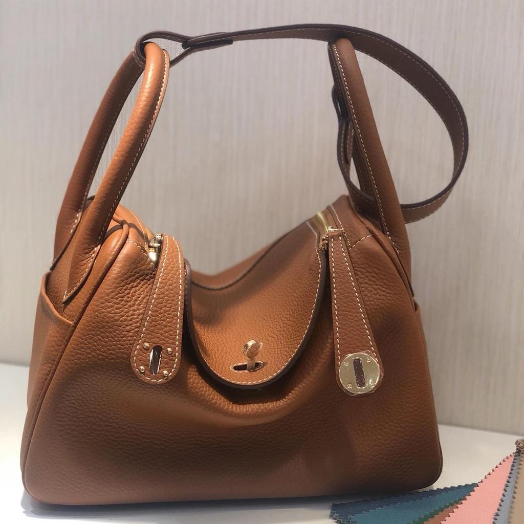 Women's Bag New Fashionable Togo Leather Luxury Single Shoulder Lindi Bag Handheld Doctor's Bag Versatile Cross Shoulder Women's Bag