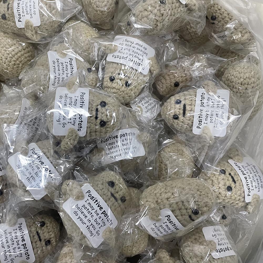 Handmade Positive Potatoes Doll With Card Home Decoration Knitting Penguin Bee Potato Doll Ornament Christams Party Room Decor