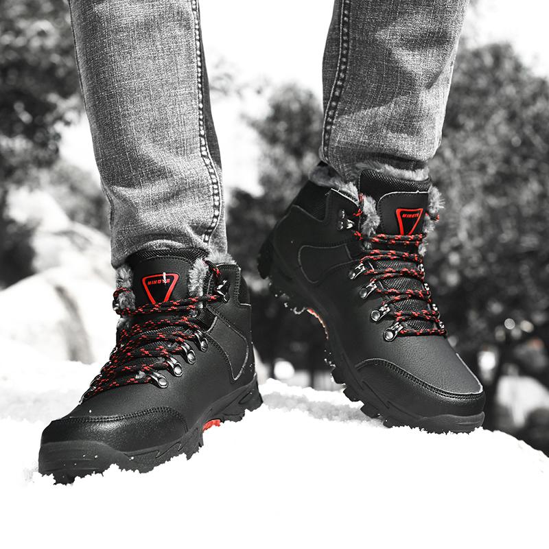 Men's Winter PU Shoes Warm High-top Men Winter Shoes Big Size39-47