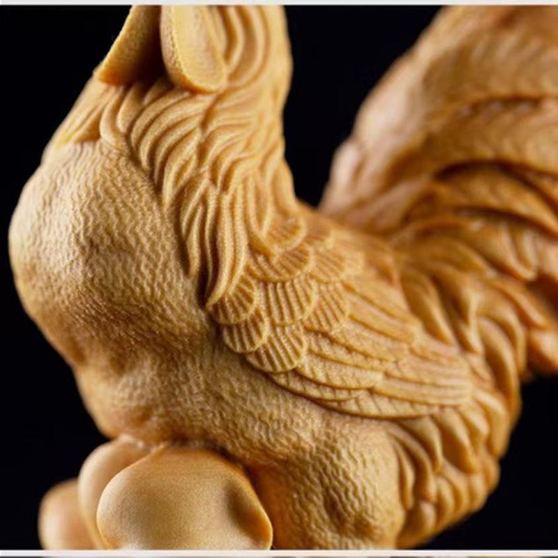 wood carving cock sculptures Models  figurines Hand-carved Cute Home Room automobile  Office  Table decoration and  accessories