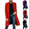 Women Winter Woolen Long Coat Autumn Fashion Outerwear with Hidden Buttons