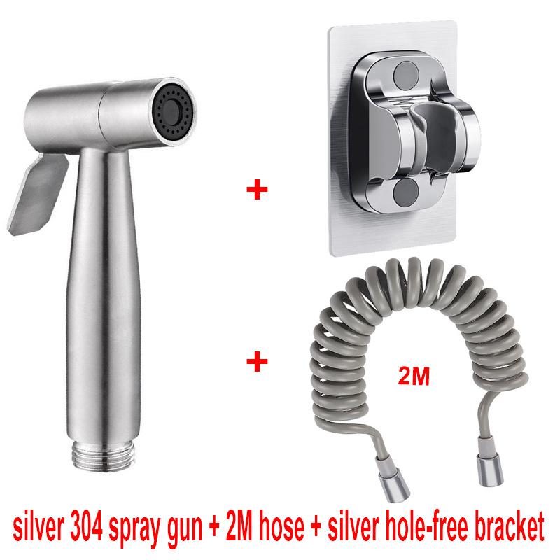 Cross-Border 304 Stainless Steel Toilet Spray Gun Set with Flushing Booster Nozzle for Bidet