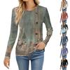 Women's Fashion Casual Round Neck Long Sleeve Printed T-Shirt Ladies Top