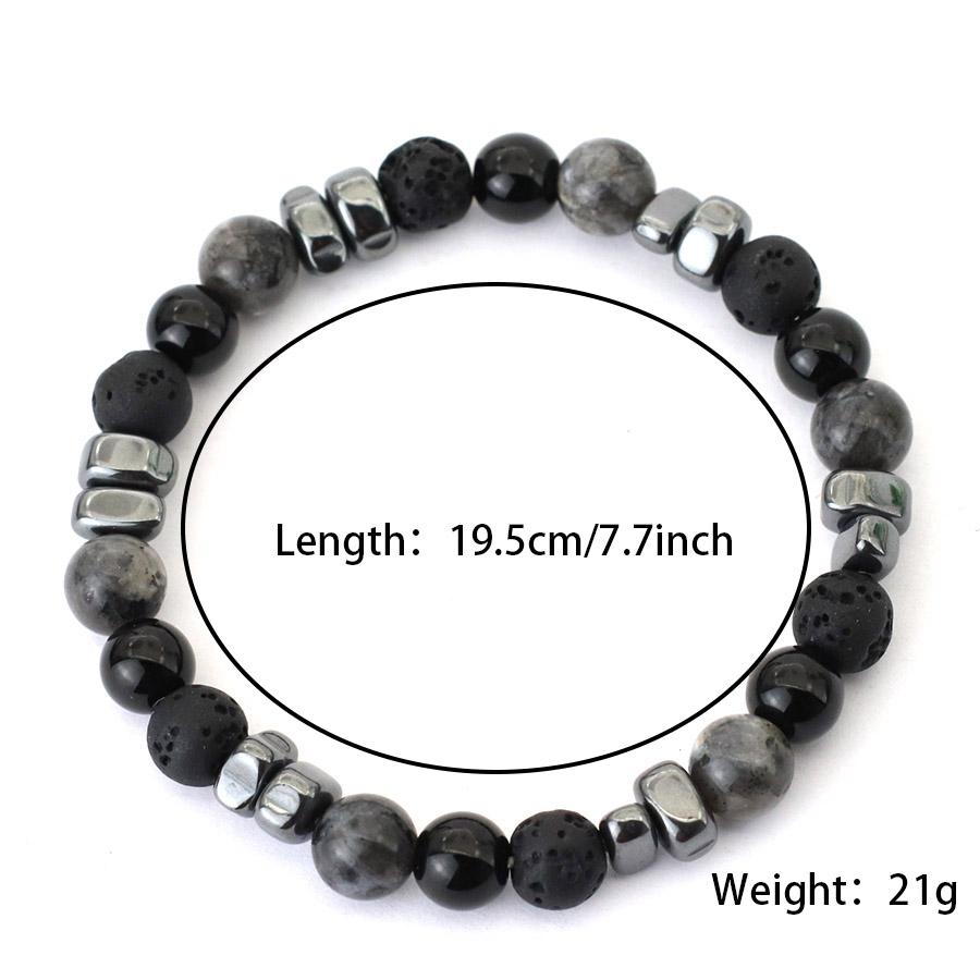 Volcanic Stone Beaded Bracelet Men Jewelry Black String Frosted Beads Personalized Trend of Men Women Accessories