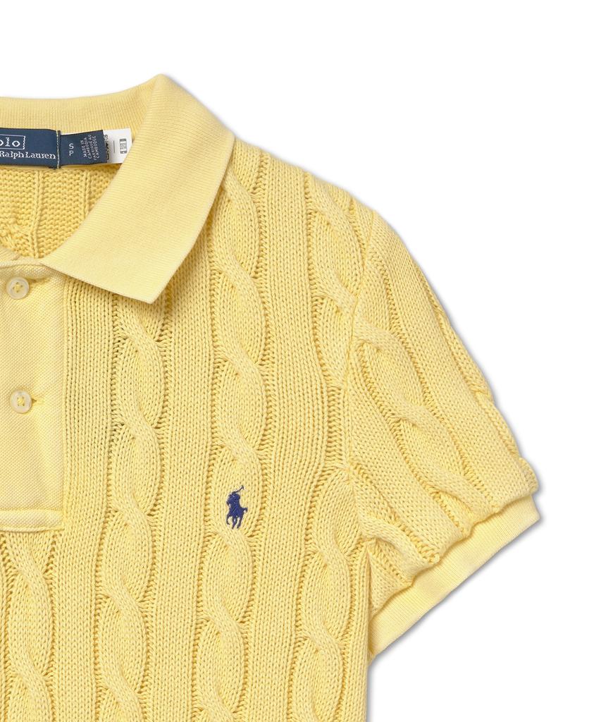 POLO RALPH LAUREN W Slim Fit Cable Knit Polo Shirt - Yellow