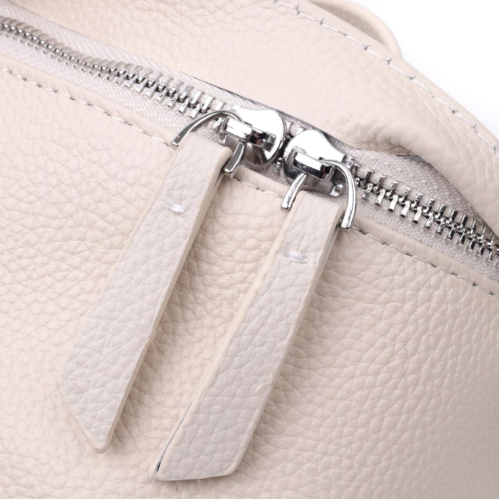 Trendy Women's Shoulder Bag In Classic Color Made of Genuine Leather Vintage 22656 White