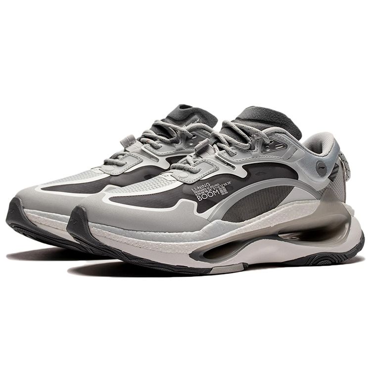 Li Ning Chao Yue Infinity Легкие дышащие кроссовки Rebound с низким верхом, спортивные повседневные туфли, мужские кроссовки Glacier-Gray AZGS053-3