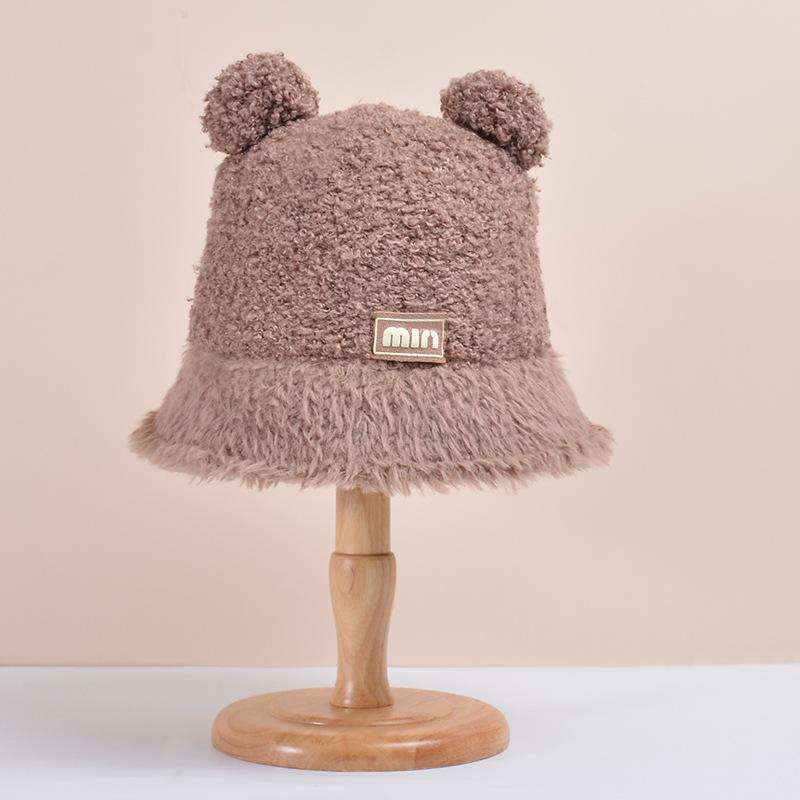 Зимняя плюшевая кепка для бассейна с мультяшным медведем, женская уличная теплая кепка в рыбацком стиле, шляпа-ведро