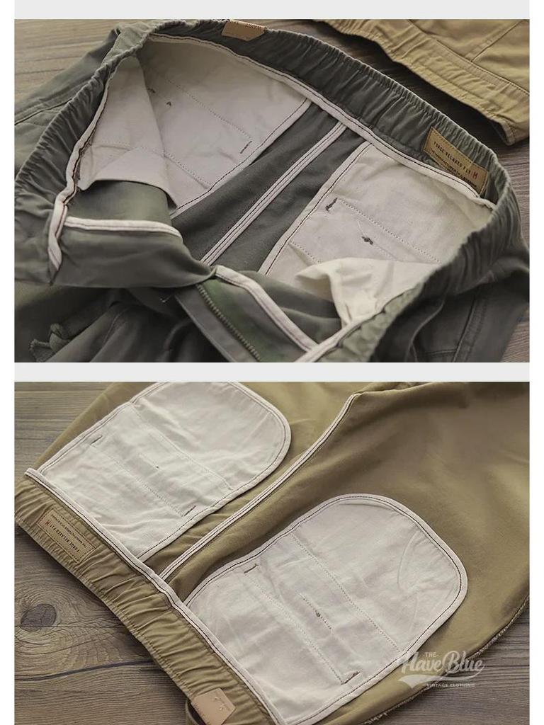 Японский ретро повседневный мужской комбинезон на завязках - свободные прямые брюки Nine-Point