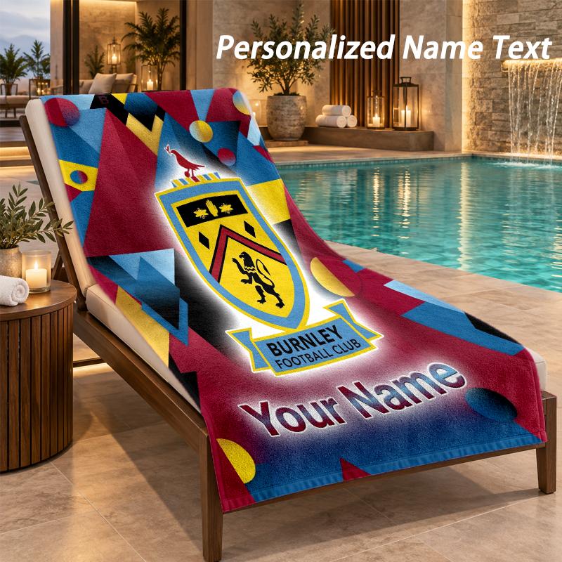 Custom Text Burnley Football Print Beach Towel Large Towel For Home Bathroom Beach
