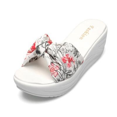 НОВЫЕ женские сандалии на платформе с бантом летние тапочки для дома и улицы шлепанцы пляжные женские тапочки