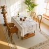 Ying Cross-Border Cotton Linen Embroidered Tablecloth, French Retro American Style, Rectangular.