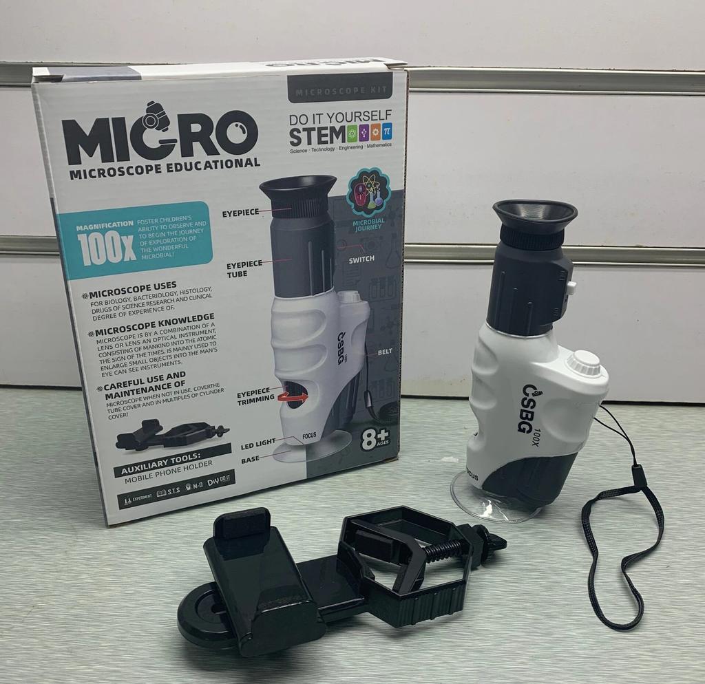 Handheld Microscope Kit 100x Lab Mini Pocket Portable Microscope Led Light Gift For Kids