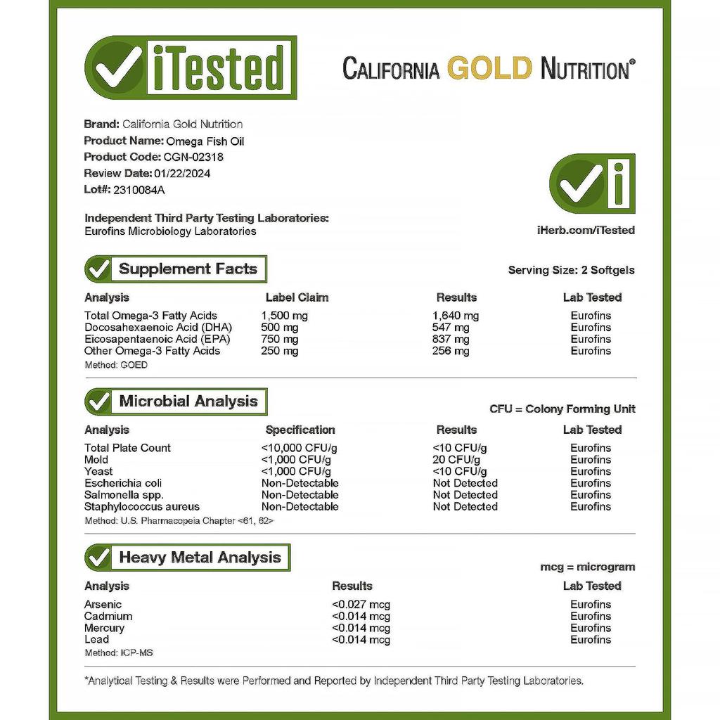 California Gold Nutrition Норвежский рыбий жир Омега-3, натуральный лимонный вкус, 180 мягких капсул