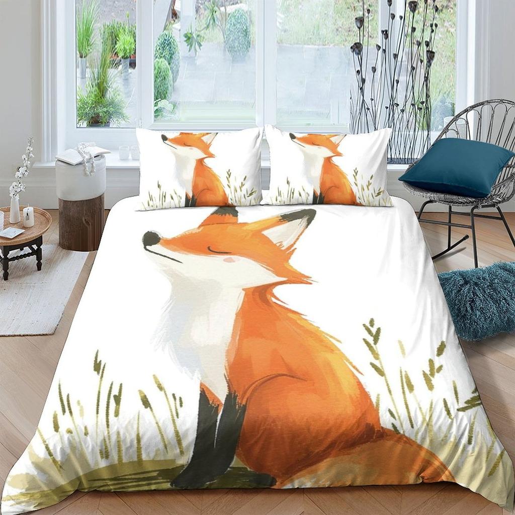 Fox Printed Duvet Cover Quilt Cover Bedding Set Comforter Covers For Childrens Kids And Adults Warm Soft Comfortable Breathable