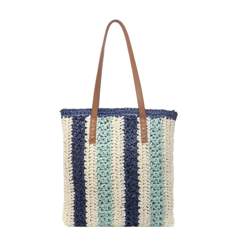 Соломенная сумка большой емкости, женская сумка для подмышек, полосатая сумка-тоут