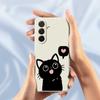 For Samsung Galaxy A36 5G Case Love Black Cat Pattern Printing Straight Edge TPU Phone Back Cover