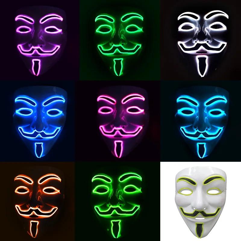 Practical Classic Led Hacker Mask V Vendetta M ask Adults Luminous Led Light Up Mas k For Party Costume Accessories Props Hallow